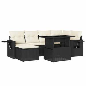 Conjunto de Sofás Modulares Grandes de Ratán PE Negro para Jardín, Muebles Modulares Elegantes para Exteriores - Product Image 2