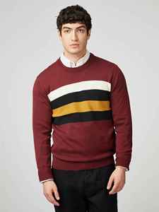 Pull en maille à col rond pour homme, couleur marron, motif rayé, coupe classique, vêtements décontractés d'automne, design personnalisé OEM ODM X Logo - Product Image 3