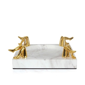 Aluminum Square White Smokeless <b>Ashtray</b> with Gold Leg Design Luxury Home Decor Heat Resistant Durable Modern American Style - Product Image 3