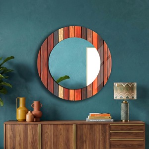 Wood Theme <b>Round</b> Handmade Bone Inlay Wall <b>Mirror</b> <b>Extra</b> <b>Large</b> Modern Living Room Entryway Hallway Bathroom Decor REHMAN CRAFT - Product Image 4