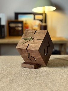 Wooden Cube Shape <b>Table</b> <b>Clock</b> For Elegant Modern Home Decor Desk <b>Clock</b> Bedroom Office Side <b>Table</b> And Luxury Decorative Accent - Product Image 1