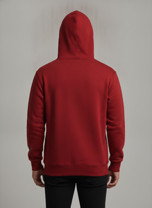 Sweat-shirt à capuche rouge pour homme Styliro, coupe classique, 100% coton, tricot uni, décontracté, avec logo sur le devant, poche, respirant, séchage rapide - Product Image 2