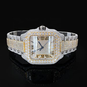 Montre de luxe entièrement sertie de diamants Moissanite VVS, mouvement automatique numérique, bracelet en acier inoxydable, montre à quartz Hip Hop avec diamants - Product Image 1