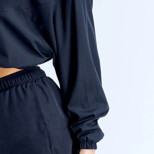 Latest Design Custom Logo Midnight Black Crop Zipper Women <b>Jacket</b> Lightweight Breathable Outerwear & Gym <b>Workout</b> Women Hoodie - Product Image 6