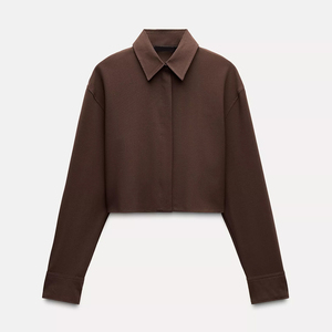 Women's 2 Piece Brown Shorts Set With Turn-<b>Down</b> Collar Blazer Top And Mid-Calf <b>Pants</b> Regular Fit Solid Color All Seasons Wear - Product Image 3