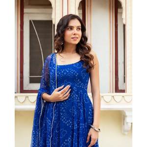 Magnifique costume Anarkali pour soirée avec pantalon et dupatta, taille XS, look élégant - Product Image 3