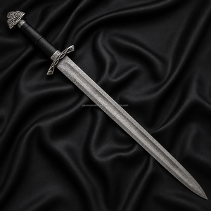 Espada Vikinga Negra de Damasco con Funda, Espada Medieval Hecha a Mano de los Hombres del Norte, Espada Nórdica, Regalo para Él - Product Image 4