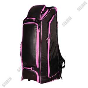 SIBRIN <b>Black</b> for Waterproof Unisex Stand Cricket Kit Bag Wheels <b>Backpack</b> Straps Shoe Compartment <b>Large</b> Capacity Duffle Trolley - Product Image 3