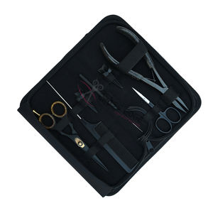 Kit Completo de Extensiones de Cabello de 7 Pulgadas con Microperlas Planas, Alicates de Crimpado, Gancho de Extracción, Tijeras de Corte de Hilo, Tijeras de Peluquería en Estuche - Product Image 1
