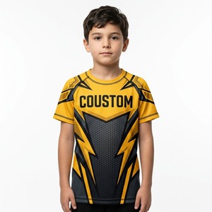 Maillot d'entraînement MMA personnalisé pour jeunes, manches courtes, imprimé par sublimation, bleu marine - Product Image 6