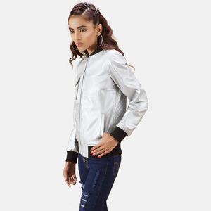 High Quality PU Leather Women's Winter Motorcycle Jacket Breathable <b>Zipper</b> Closure Custom Women's Double-Breasted - Product Image 2