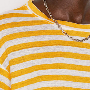 Drop Shoulder Contrast Color <b>Stripes</b> Design Women's <b>Crop</b> T-Shirts Bulk Orders Low MOQ Summer Wear Cropped <b>Tops</b> Shirts - Product Image 6