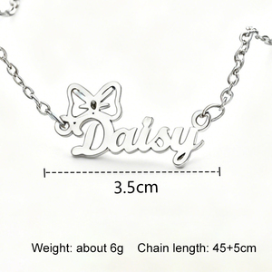 Collier Pendentif en Acier Inoxydable Plaqué Or, Design Nœud, Personnalisable avec Nom ou Mot, Bijou Charme pour Femme, Vente en Gros - Product Image 2