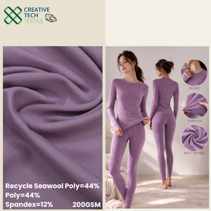 Tela Deportiva Elástica en 4 Direcciones SWL-CK0140, Orgánica, Ecológica, Reciclada, de Lana de Mar, Poliéster/Poliéster/Spandex 44//44/12, Color Durazno - Product Image 2