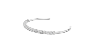 18K White Gold Lab Grown Diamond IGI Certified Open End Rhodium Plated Brilliant <b>Bangle</b> <b>Bracelet</b> for Anniversary Gift - Product Image 1