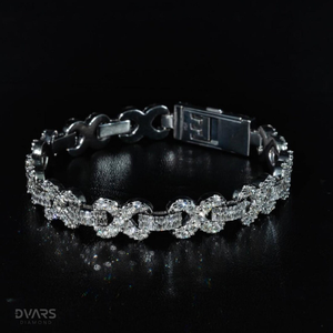 Pulseras de cruz con incrustaciones de moissanita VVS1 Dvars Diamond DBM-08, con diseño de baguette, de plata de ley bañada en rodio, certificadas por GCI IDGL - Product Image 3