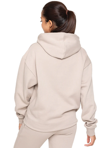 Conjunto de Sudadera con Capucha Beige para Mujer, Felpa, Casual, Color Sólido, Manga Larga con Bolsillos, Ropa de Otoño - Product Image 4