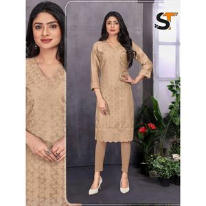 Chanderi chickenkari ทำงาน treanding พร้อมที่จะสวมใส่ kurti Chiku - Product Image 1