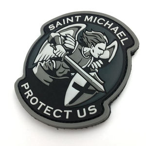 Saint Michael Protect Us 3D Rubber Patch Irregular Shape Embroidered Sew-On PVC <b>Badge</b> for Hats - Product Image 2