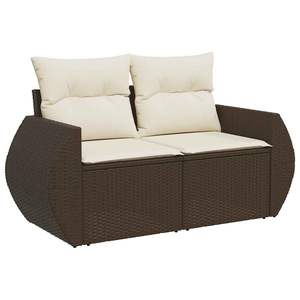 Conjunto de Sofá de Jardín de Ratán PE Marrón con Acero con Recubrimiento en Polvo y Vidrio Templado, Muebles de Exterior Duraderos - Product Image 4