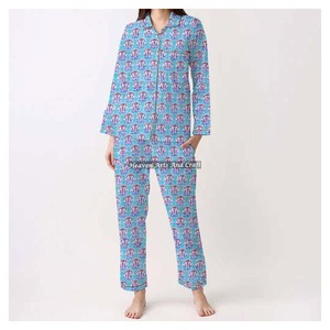 Ensemble de pyjamas pour femmes 100% coton, vêtements de maison doux, ensemble de pyjamas printemps/été, motif floral/CHARACTER/Lettre/Motif/Vacances/Arbre - Product Image 1