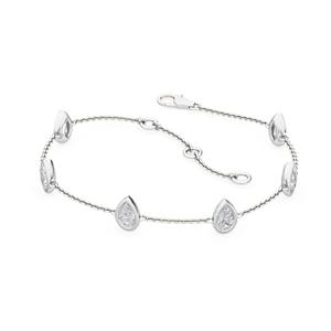 Bracelet élégant en or rose 9 carats avec diamants de laboratoire taille poire, chaîne à maillons, 0,99 CTW - Product Image 4
