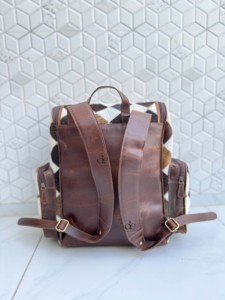 Unique Designer Cowhide Leather <b>Backpack</b> Softback Unisex Day <b>Backpack</b> Multiple Pockets Checks Design School Bag Zipper Closure - Product Image 3