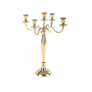 Candélabre de mariage argenté à 5 lumières Pièce maîtresse en aluminium et métal pour décoration de mariage et de fête Fournitures pour événements Porte-bougie - Product Image 5