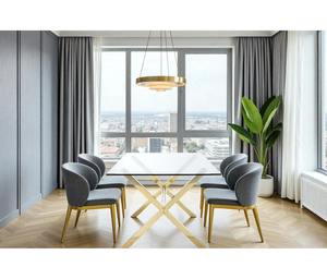 Mesa de Comedor Moderna y Ecológica de Acero Inoxidable y Vidrio con Patas de Acero Inoxidable para Uso en Hogar, Hotel o Villa - Product Image 6