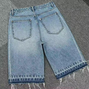 Shorts en jean tissé sport pour homme, déchirés, sur mesure, séchage rapide, respirants, été, avec poche latérale - Product Image 2