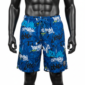 กางเกงว่ายน้ำชายไมโครไฟเบอร์คุณภาพสูง สีน้ำเงิน ลายกราฟิก น้ำหนักเบา แห้งเร็ว ระบายอากาศได้ดี เอวยางยืด โลโก้แบบซับลิเมชั่น - Product Image 6