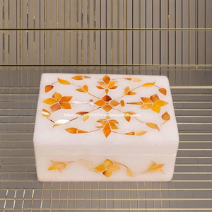 Beautiful Golden Mother Pearl Inlaid Marble Boxes Home Decoration Gifts Necklaces <b>Earrings</b> Packaging Yellow Mother Pearl Jewelry - Product Image 1