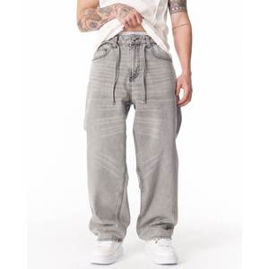 Jeans de Mezclilla para Hombre de Alta Calidad, Corte Holgado, Pierna Recta, Cintura Media, Color Sólido, Tela de Algodón Casual, Lavado Snow Wash, Rotos, para Invierno - Product Image 2