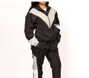 New <b>Top</b> Selling Women's Casual Printed <b>Zipper</b> Tracksuit Set Windbreaker High Quality Winter Season Use Fashion 100% Nylon - Product Image 4