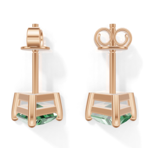 <b>Rose</b> <b>Gold</b> Plated Sterling Silver Trillion Cut Emerald <b>Stud</b> <b>Earrings</b> Classic Women's Jewelry Heerani Jewels Water Triangle - Product Image 2