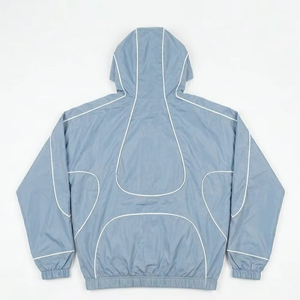 Wholesale Custom Logo Light Blue Men's Polyester <b>Wind</b> <b>Breaker</b> Shorts Sets Summer Breathable Quick Dry Outwear Highstreet Hoodies - Product Image 2