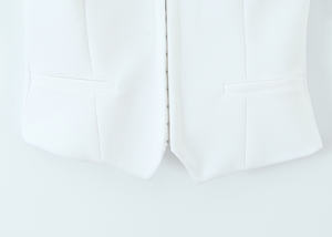 Oferta Especial: Top Halter Casual de Moda para Mujer, Blanco, Tejido Transpirable 100% Poliéster, con Bolsillos y Diseño Calado - Product Image 5