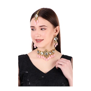 Conjunto de Collar y Aretes de Moda para Mujer, Chapado en Oro, con Perlas de Imitación y Circonitas, para Novia, Compromiso, Boda, Fiesta - Product Image 3