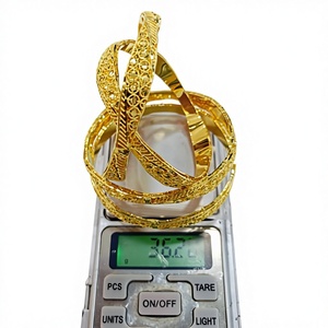 22k Solid Gold <b>Bangle</b> <b>Set</b> for Women Traditional Indian Filigree Flower Design Gold Kada Bracelets Bridal Wedding Jewelry - Product Image 1