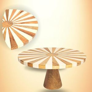 Handmade Acacia Wood Cake Stand Dessert Pedestal Eco-Friendly <b>Baking</b> Display Plate Acrylic Cover Dishwasher Safe Aqudus Saleem - Product Image 4
