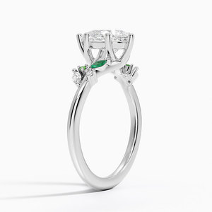 BOJ <b>Ring</b> 017 Pear Cut 925 <b>Silver</b> Arden Lab Diamond <b>Ring</b> with Lab <b>Emerald</b> Accents 2ct D Color VVS1 Moissanite GRA Certified - Product Image 2