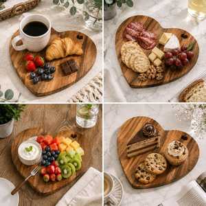 Planche à charcuterie en bois de mangue en forme de cœur, plateau de service artisanal, décoration de cuisine pour la Saint-Valentin - Product Image 6
