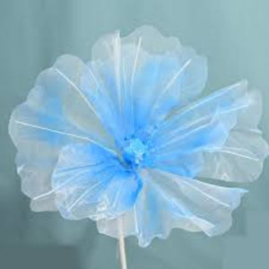 Flor artificial de tela de organza azul - Product Image 1