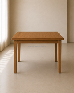 Ensemble de table à manger en bois moderne avec 4 chaises en rotin synthétique tressé, design minimaliste, meubles durables pour le salon - Product Image 3