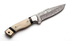 Premium drop <b>profile</b> damascus steel Outdoor Heavy Utility <b>Tool</b> with Bone Handle and steel bolster - Product Image 1