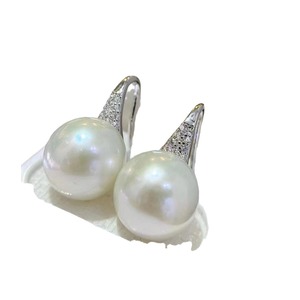 Pendientes de Perlas Redondas Blancas de Agua Dulce Edison de 11-12 mm, Plata S925 con Luz Intensa y Pequeñas Imperfecciones - Product Image 5