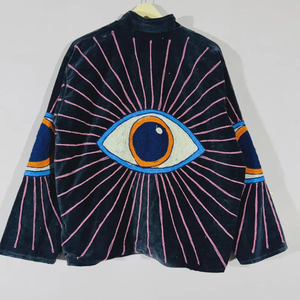 Women's Eco-Friendly Breathable 100% Cotton Anti-Wrinkle Quick-Dry Quilted <b>Kantha</b> Sanganeri Jaipuri Autumn Winter <b>Jacket</b> Floral - Product Image 1