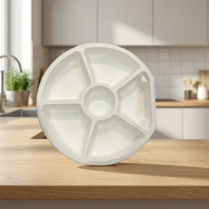 Modern 9 Inch 6CP <b>Pulp</b> Moulded Disposable Plate Eco Friendly Lightweight Water Resistant Biodegradable Party Commercial Catering - Product Image 2