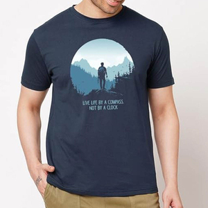เสื้อยืดแขนสั้นสีกรมท่าสำหรับผู้ชาย คอกลม ทรงโอเวอร์ไซส์ สไตล์ลำลอง ผ้าเจอร์ซีย์คอตตอน 100% ระบายอากาศได้ดี เป็นมิตรกับสิ่งแวดล้อม แห้งเร็ว - Product Image 4