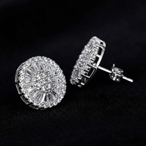 Pendientes de Plata de Ley 925 con Moissanita y Baño de Oro, Diseño de Tornillo a Prueba de Agua, Certificación IGI, Modernos, para Hombre, Aniversario - Product Image 3